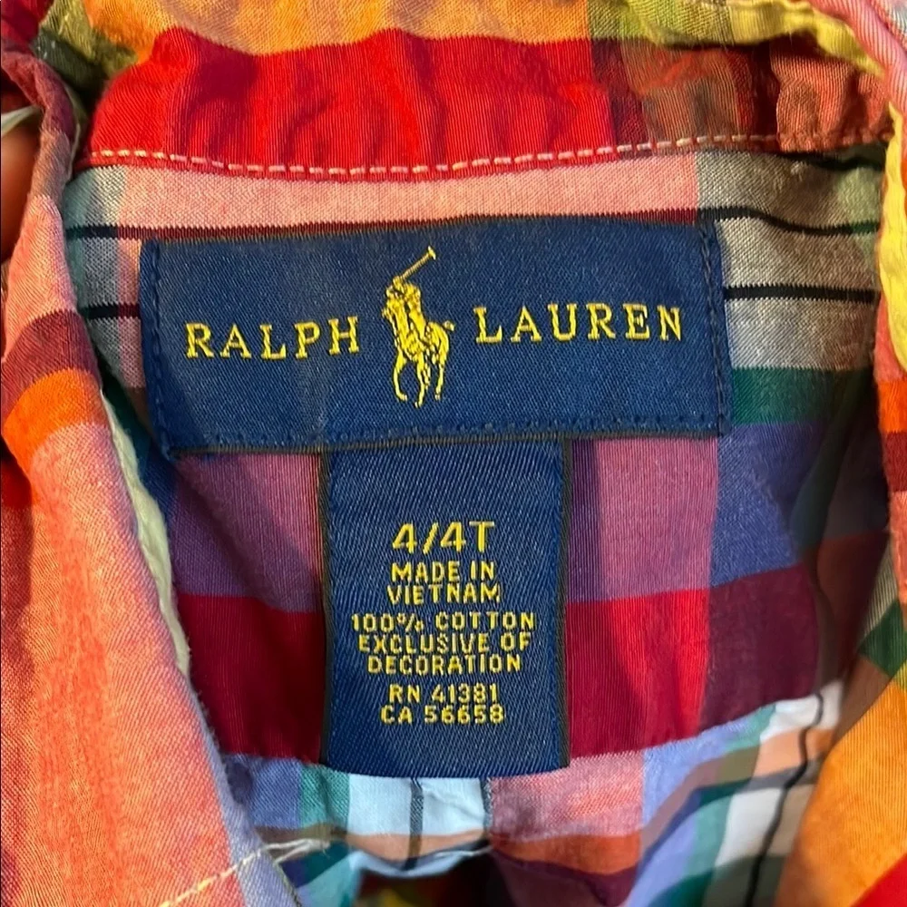 Ralph Lauren Cotton Plaid Button Down Shirt size 4T